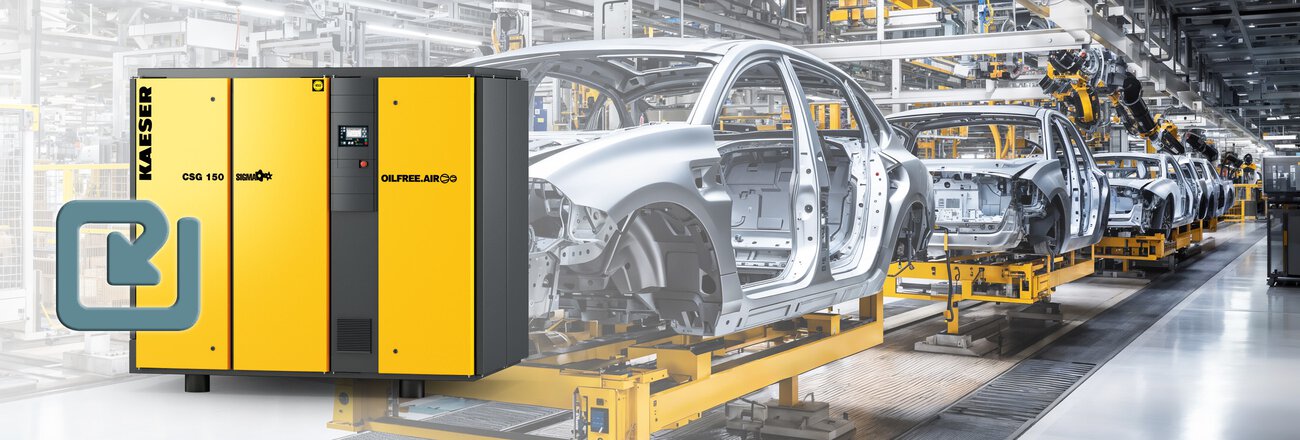 The hot exhaust air from air compressors is used to heat water for numerous applications in the automotive industry.