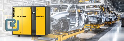 The hot exhaust air from air compressors is used to heat water for numerous applications in the automotive industry.