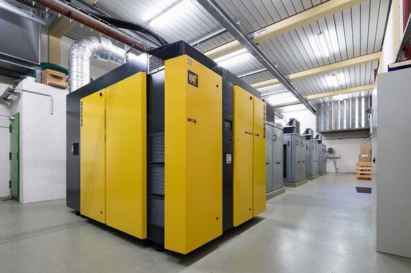 Rotary screw blower at the Lüneburg wastewater treatment plant.