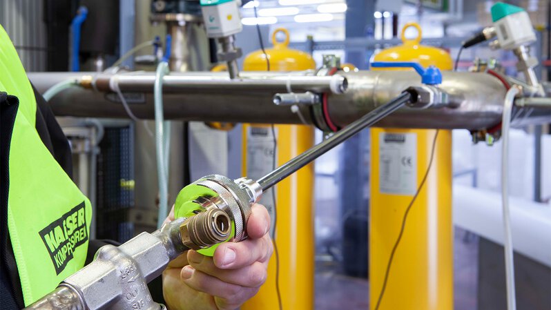 Druckluft-Qualitätsmessung von Kaeser Kompressoren.
