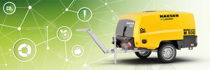 Neuer elektrisch betriebener MOBILAIR M 50E SFC von KAESER KOMPRESSOREN mit bis zu 30% weniger Energieverbrauch.