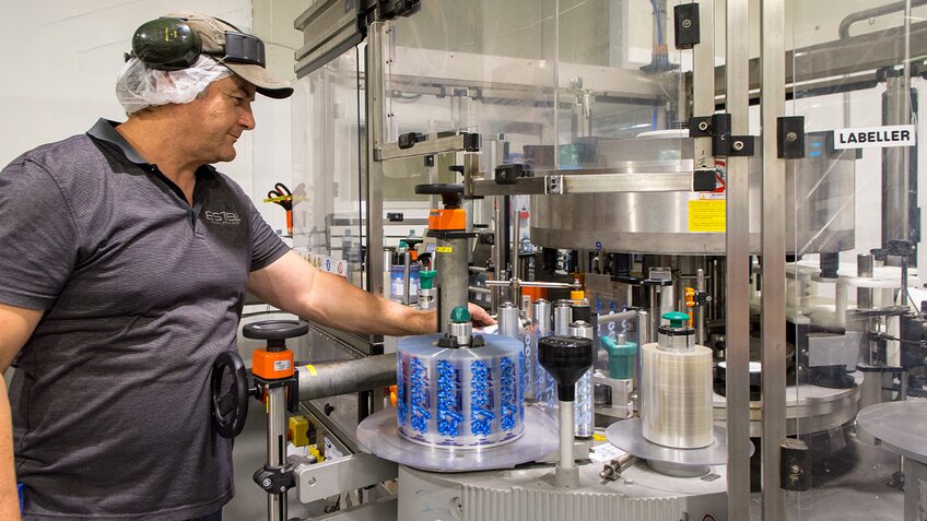 Compressed air is used to power the labelling machines at E’stel.