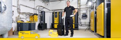 Professionelle Kompressor-Wartung durch den KAESER AIR SERVICE  - 24/7 Service für maximale Anlagenverfügbarkeit.
