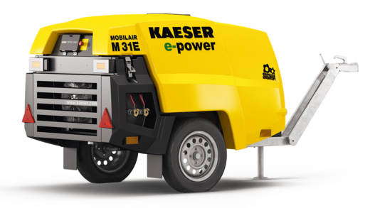 Road-going M31 E portable compressor with electric drive from Kaeser Kompressoren.