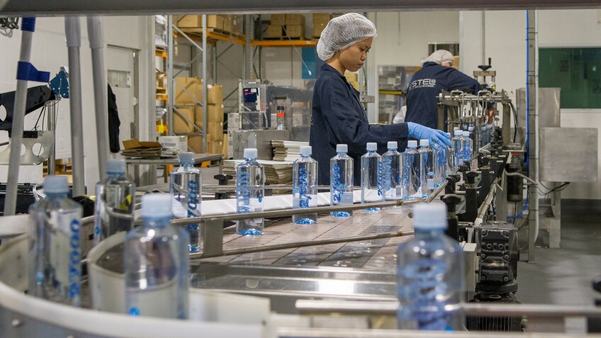 The modern purpose built bottling plant in Nelson where E’stel; bottle, cap, label and pack their artisan water ready for global distribution.