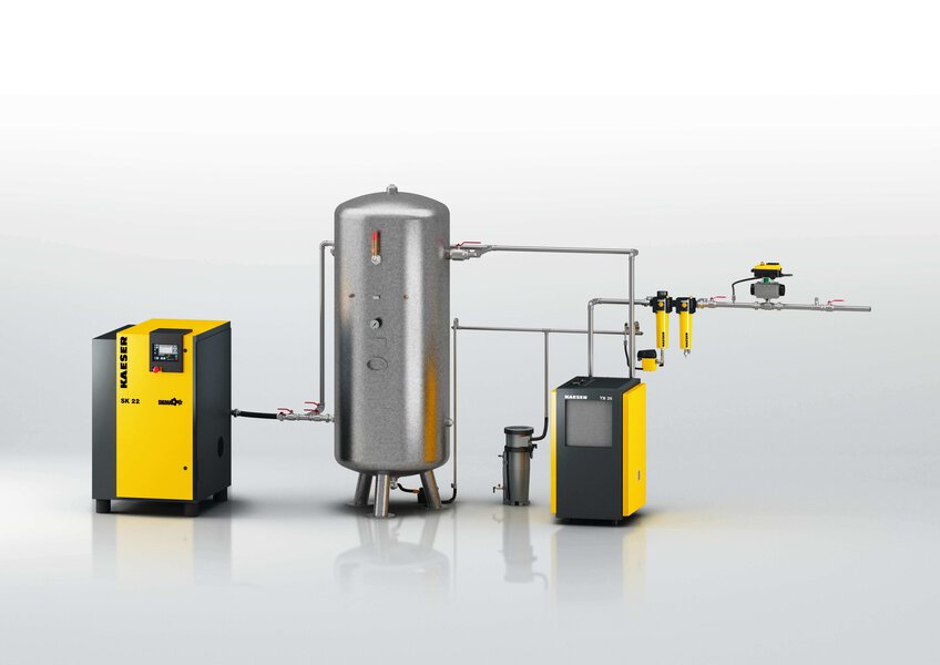 Stacja sprężonego powietrza ze zbiornikiem ciśnieniowym