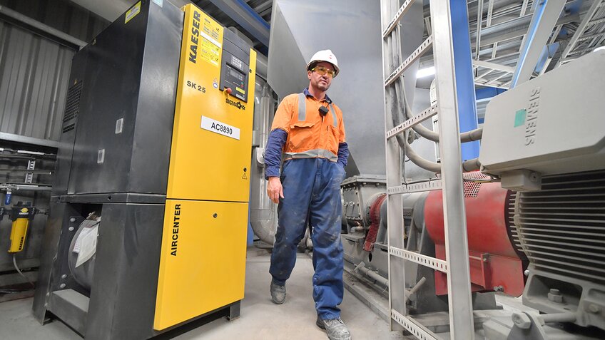 An existing KAESER compressor that was already onsite and working reliably at Golden Bay Cement.