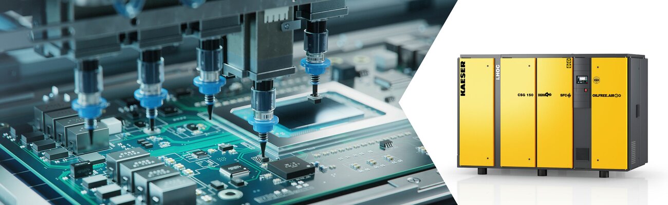 Oil-free compressed air for the electronics and semiconductor manufacturing industries with the CSG oil-free rotary screw compressor series.