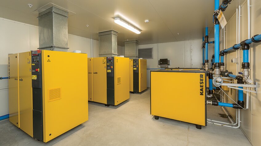 The complete KAESER compressed air system that was recently installed at Tasti Foods