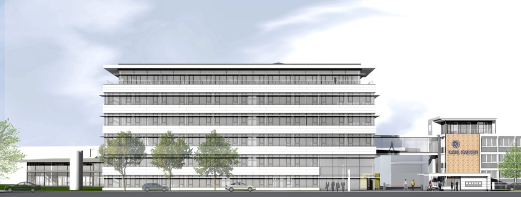 Computeranimation des neuen Verwaltungsgebäudes von Kaeser Kompressoren