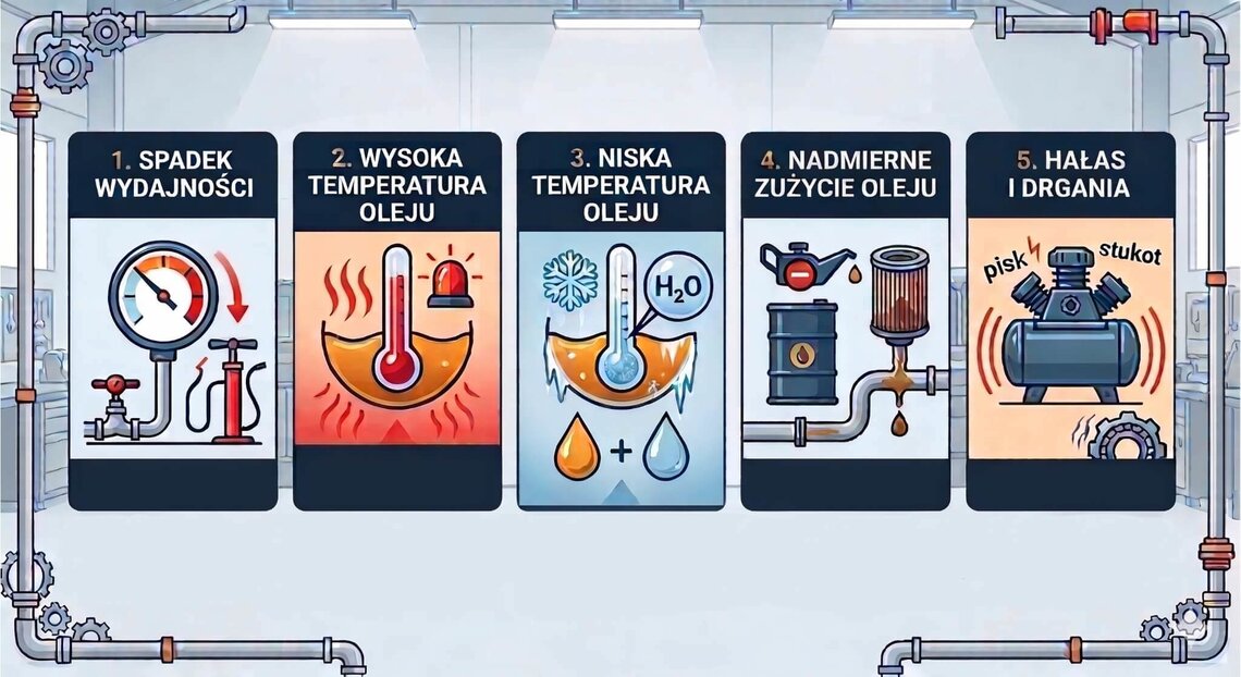 Typowe objawy niesprawności sprężarki
