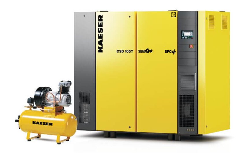 Sprężarka śrubowa i kompresor tłokowy marki KAESER