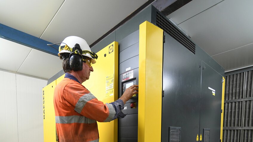 The KAESER DSDX 305 series rotary screw compressor at Golden Bay Cement’s manufacturing plant in Portland, Whangarei.